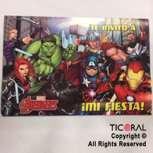 AVENGERS INVITACION TROQ.CHICA x 10